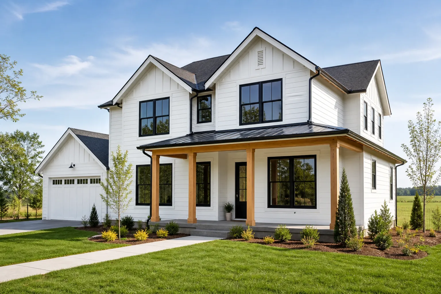 Newly built modern farmhouse home by Dominion Structures serving the Portland metro area, Lake Oswego, Oregon City, West Linn, and coastal cities in Oregon